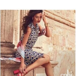 Cabi #5370 Blue Green Heart Printed Amour Shirt Dress | M